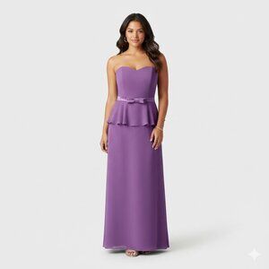 Purple Chiffon Gown with Peplum Top